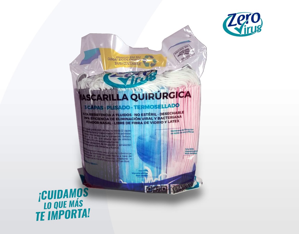 Paquete Cubreboca Colors Premium Triple Capa Hilo Grueso Blanco ZV 100 Piezas