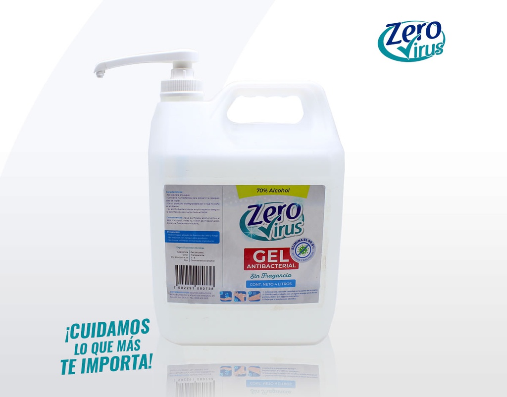 Gel Antibacterial Neutro 4 Litros con dispensador